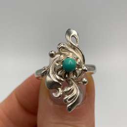 Vintage Soviet 925 Sterling Silver Turquoise Ring USSR Size 7.5 US