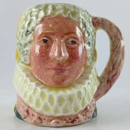 Queen Bess Character Mug Hand-Painted England Vintage Pottery Regal Tudor 1950s