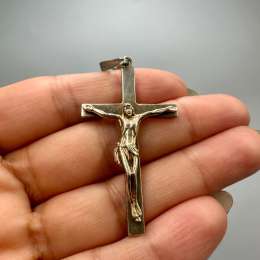 Vntage Sterling Silver 925 Crucifix Cross Pendant Jesus Christ Religious Charm
