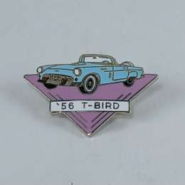 Vintage 56s Thunderbird Car Hat Pin Pink & Turquoise Enamel Lapel Badge Classic