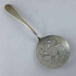 Antique Rogers Utensil Silverplate Slotted Serving Round Spoon Ornate Collectibl