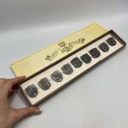 Vintage Soviet Hero Cities Pin Set USSR 1980s WWII Commemorative Pins with Box