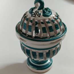 Vintage Tunisian Pottery Incense Burner - Signed Nabeul Mabkhara - Aromatherapy