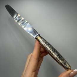 1967 Kubachi USSR Vintage Gilt Silver 875 Table Knife North Niello Marked & Tag