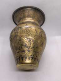 Rare Antique Brass Vase – Large Size – Fine Hand-Engraved Decorative Piece