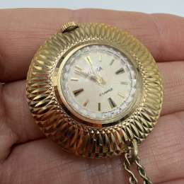 Vintage Soviet Chaika Pendant Watch AU Gilded 17 Jewels Chain Box Passport USSR