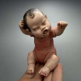 Vintage Baby Figurine A. Lucchesi Signed Hand Painted Polystone 1990s