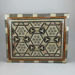 Antique Ottoman/Damascene Inlaid Wooden Box Handcrafted Islamic MarquetryVelvet