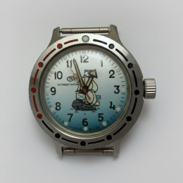 Vintage Vostok Amphibia Komandirskie USSR Mechanical Watch Sailboat Dial 2414A Soviet Diver Steel Case Antimagnetic Box 1166