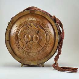 Vintage European Wooden Traditional Wine Vessel Handcrafted Folk Art Decanter