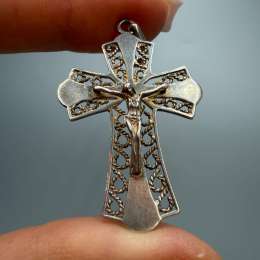 Vintage 925 Sterling Silver Orthodox Crucifix Cross Pendant  Save and Protect