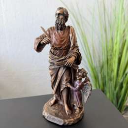 St Matthew Apostle Statue Figure Bronze Finish Religious Home Decor Gift Box