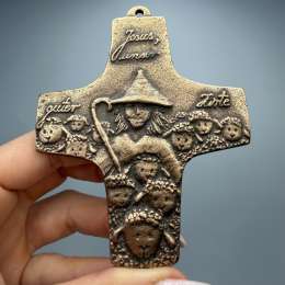 German Good Shepherd Bronze Wall Cross First Communion Religion Art Home Decor