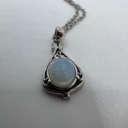 Elegant Teardrop Opalite Style Pendant Necklace Vintage Celtic Jewelry Gift