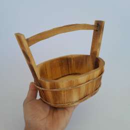 Vintage Rustic Wooden Garden Basket Handmade Farmhouse Decorative Carry Basket