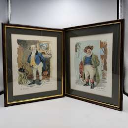 Pair Vintage Vincent Selby Dickens Pickwick Papers Framed Prints Picture Decor