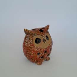 Vintage Ceramic Owl Candle Holder Figurine Hand Painted Decorative Owl Statue