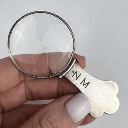 Vintage Art Deco Hand Magnifying Glass Silver 800 Marked Italy