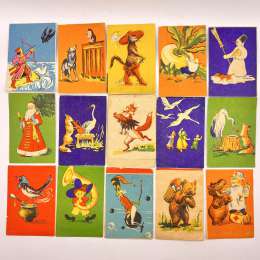 Lot of 15 USSR Cards Checkboxes Heroes Soviet Cartoons Tales Happy New Year