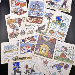 1968 Lot of 13 Humor Vintage Russian Soviet USSR CCCP Postcard Great Condition
