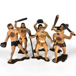 Huge Vintage USSR Plastic Character Toy Set of 6 Soldiers Savages Hand Painted