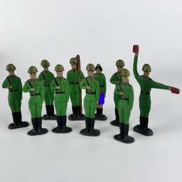 Set 10 Soldiers Vintage Soviet Iron Tin Toy Red Army Military USSR WW2 Painted