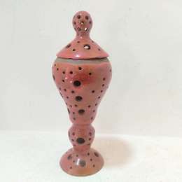 Hand-Made Ceramic Pottery Vintage Pot Candle Holder Perforated Lantern With Lid
