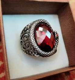 New 925K sterling silver men's jewelry ring made of red zircon stone in all size