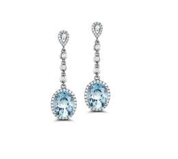 Blue Crystal Drop Earrings for Women Fashion Beautiful Zirconia Elegant Jewelry