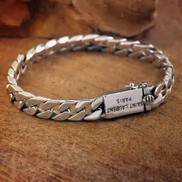 Classic 925 Sterling Silver Solid Thick Big Bracelet for Men Boys Jewelry Gift