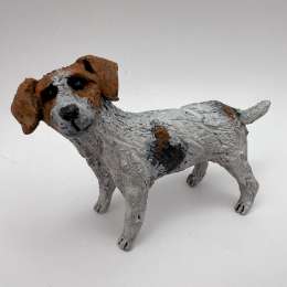Ceramic Figurine Statue Dog Jack Russel Terrier Hand Made Decor Collectible Gift