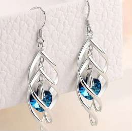 sterling silver925 crystal stud long dangle earrings for women exquisite jewelry
