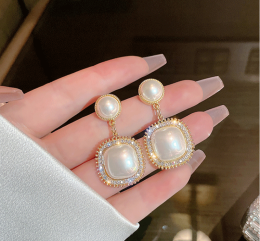Fashion earrings for women elegant geometric pearls new korean jewelry