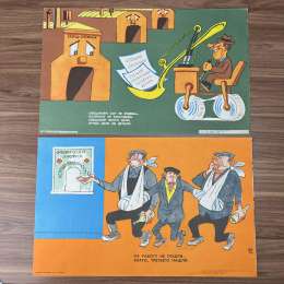 1981 Set 10 Large Vintage USSR Russian Paper Satirical Posters Labor Discipline