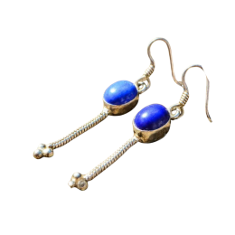 Vintage Gorgeous 925 sterling silver and natural blue lapis lazuli earrings