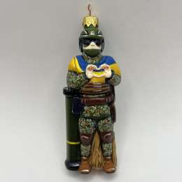 Christmas Ornament Xmas Tree Hanging Glass Soldier Warrior of Ukraine Hand Made