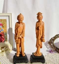Vintage rare pair of sculptures handcrafted from polymer resin and marble chips
