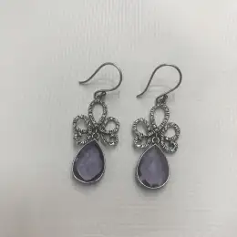 Vintage Women's vintage 925 sterling silver earrings with natural Amethyst
