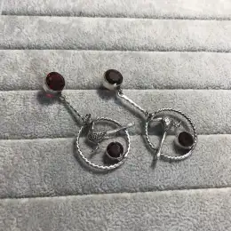 Vintage Women's vintage 925 sterling silver earrings with natural agate