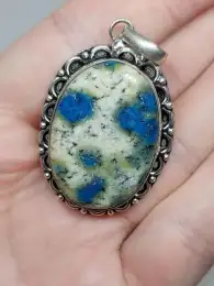 Vintage women's necklace made of 925 sterling silver Natural lapis lazuli stone
