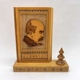 Vintage USSR Desktop Souvenir Portrait Ukrainian Writer Shevchenko Hand Carving