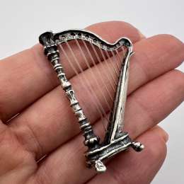 Vintage Miniature Figure Statue Silver 800 Music Harp Signed Italy 8.8 gr