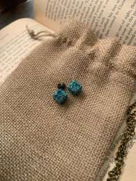 925 sterling silver blue turquoise earrings women's jewelry purchased from Russi