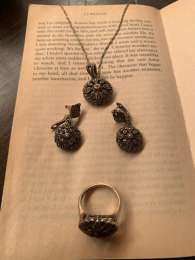 Vintage Women Set Jewelry Sterling Silver 925 Necklace - Ring - earing - chain