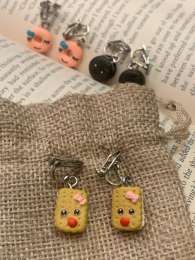 Earrings Oreos, donuts, and cookies, made of original silver 925 (3 sets)