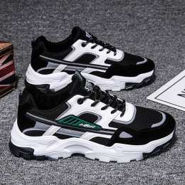 Black White Lace-up Sneakers Men Outdoor Breathable Csual Mesh Shoes Lightweight