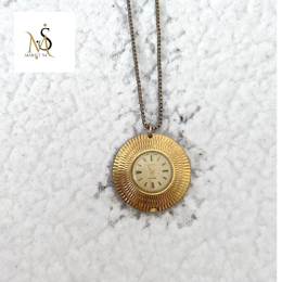 Beautiful Vintage Women's Men's Pendant Watch Jewel Gold Tone Walking