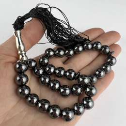 New Misbaha Round Islamic Worry Prayer 33 Beads Natural Hematite Stone