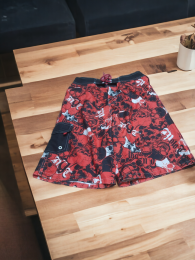 Men's swimming shorts with skull design in red