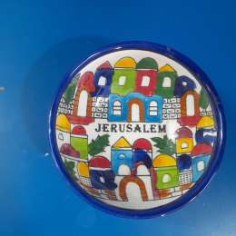 Armenian Ceramic Decorative Bowl Buildings Jerusalem Colourful Design holy land